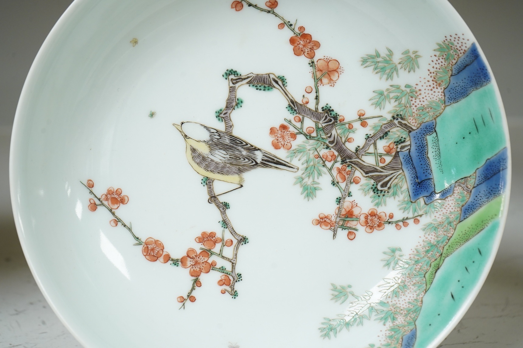 A Chinese famille verte dish, Xuande mark but later, 18.5cm